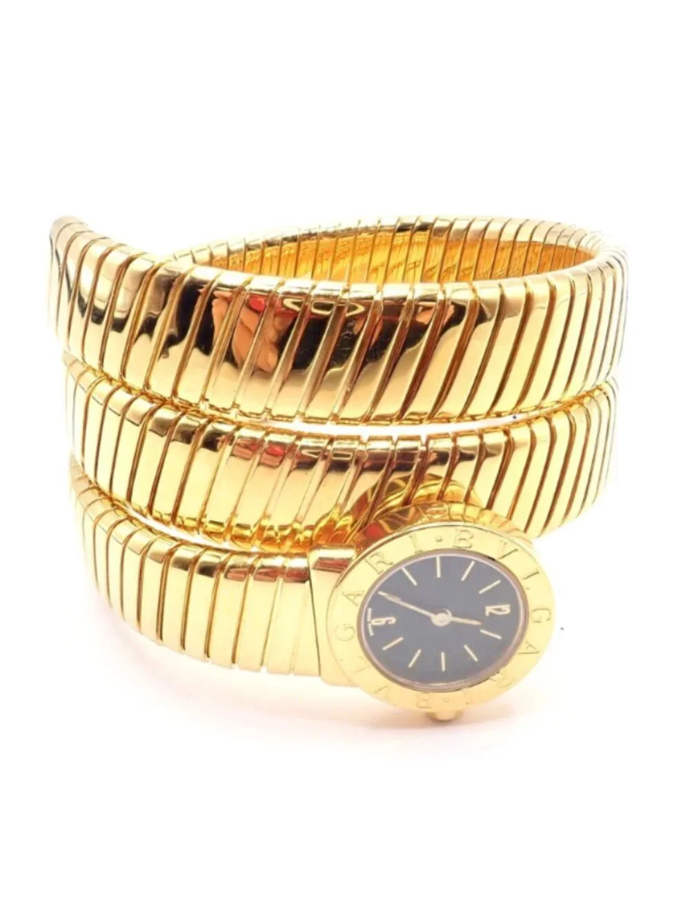 Authentic! Bulgari 18k Yellow Gold Tubogas Serpent Snake Bracelet Watch - Picture 11 of 12